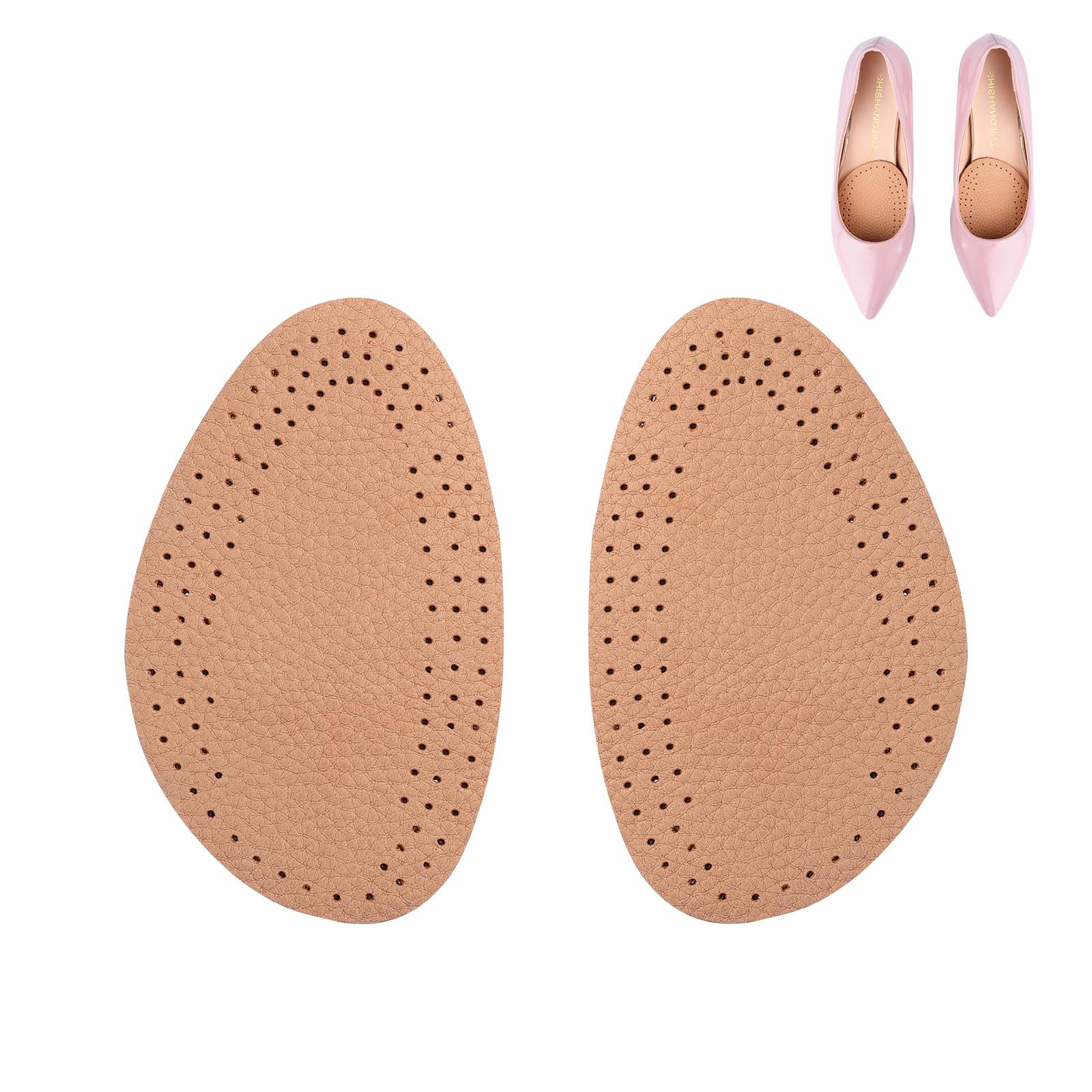 SUPVOX Half Insoles Metatarsal Pads Shoes Cushion Inserts Pain Relief Leather Heel Inserts Forefoot Insoles (S Yellow)