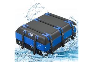 TOWKING 21 Cubic Feet Car Rooftop Cargo Carrier with Double Waterproof Zippers, Waterproof Roof Bag for All Vehicle with/Without Racks, Blue