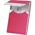 Business Card Holder with Ultra Slim Design, Business Card Case with Premium PU Leather, Suit Pocket Metal Card Holder for Women/Men, Magnetic Closure Quick Access Cards