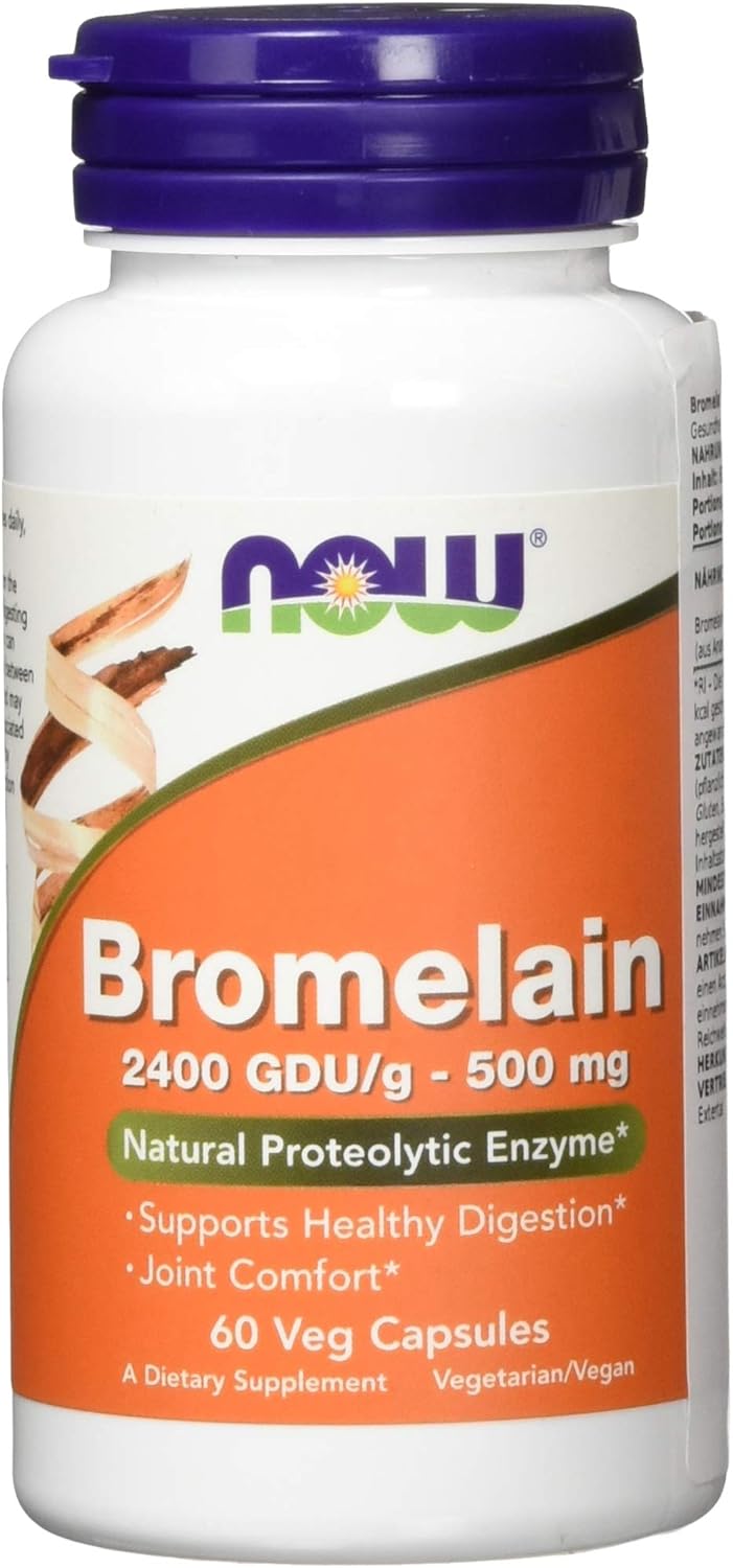 NOW Supplements, Bromelain (Natural Proteolytic Enzyme) with 2400 GDU, 500mg, 60 Veg Capsules: Health & Personal Care
