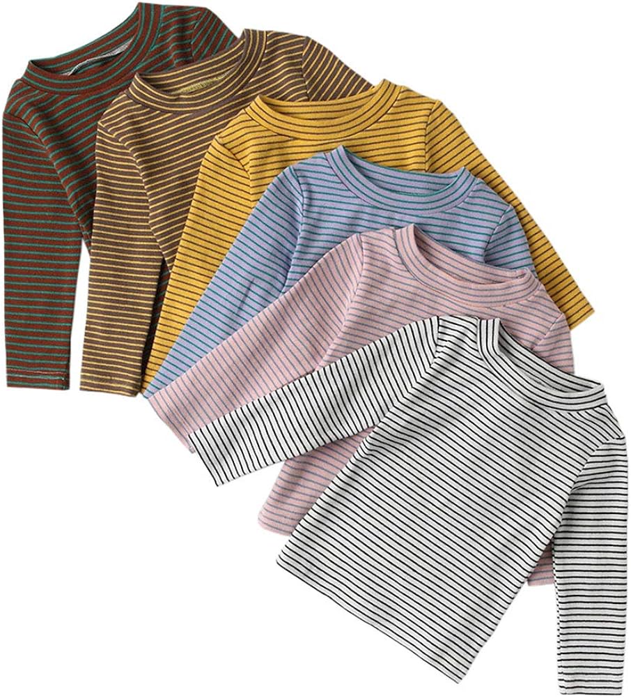 Baby Toddlers Long Sleeve Tee Little Kids Cotton Striped T-Shirt Crew Neck Tops: Clothing