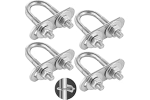 HOMAISSON 4 Pcs Round U Bolts, M6 Stainless Steel U Clamp Bolts with Nuts and Frame Plates, Sturdy Round U Bolts for Boat Trailer, Tube (4PCS M6)