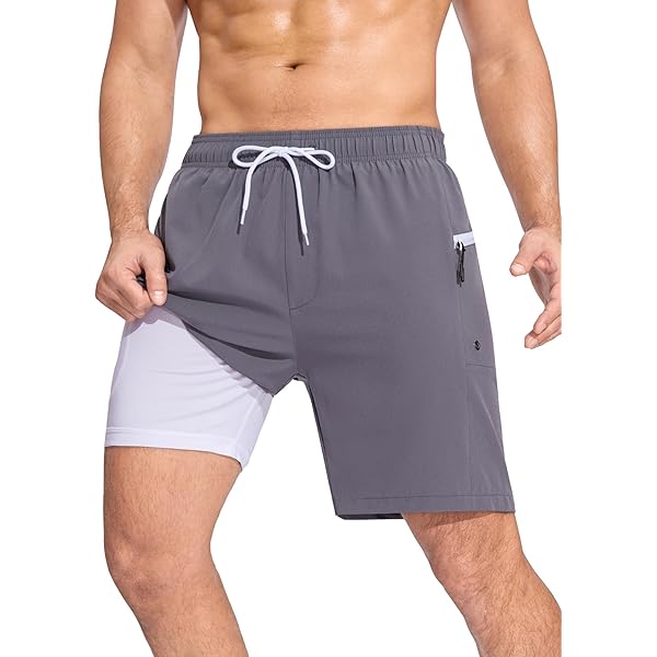 Men's Fast Dry Swim Shorts SILKWORLD Men's Swim Trunks With Compression Liner - 6 Inch Quick Dry Bathing Suits Men's Swim Trunks