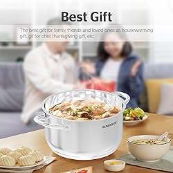 SUNHOUSE 8 Quart Stock Pot with Lid - 3-Ply Bottom