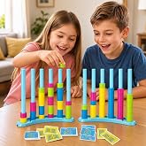 Vohying 2 Pack Color Matching Challenge Game, Puzzle Stacking Table Games | Stack Board Game for Fun Party, Classroom Indoor Recess and Family Night, Toys Gift for Kids Ages 3+, Teens, Adult and Family