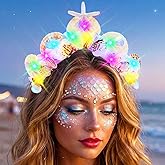 ACEDRE Light Up Mermaid Crown Shell Headband Starfish Costume Hair Accessories for Women