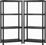 VonHaus 4 Tier Garage Shelving Units Pack of 2 Weatherproof Plastic Shelves view 4