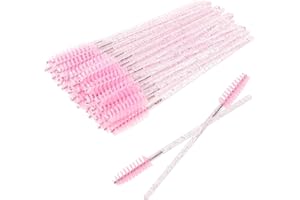 Ukerdo 50pcs Mascara Wands Disposable Extensions Eyelash Spoolie Angled Brush Applicators Lash Comb Eyebrow Make Up Cleasing 