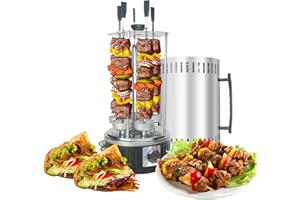 Upgraded Countertop Vertical Rotating Oven - Rotisserie Shawarma Machine, Kebob Machine, Stainless Steel Body W/Heat Resistan