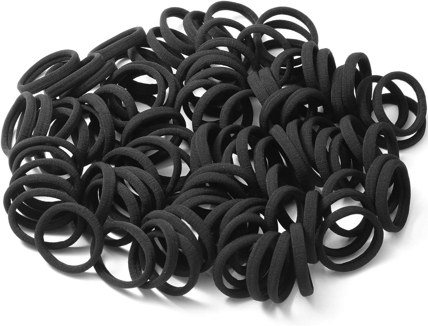 Seamless 8mm High Elastic Cotton stretch Hair Ties Bands Rope Ponytail Holders Headband Scrunchie Hair Accessories No Slipping Snagging Breaking or Stretching Out(100pcs) (Black)