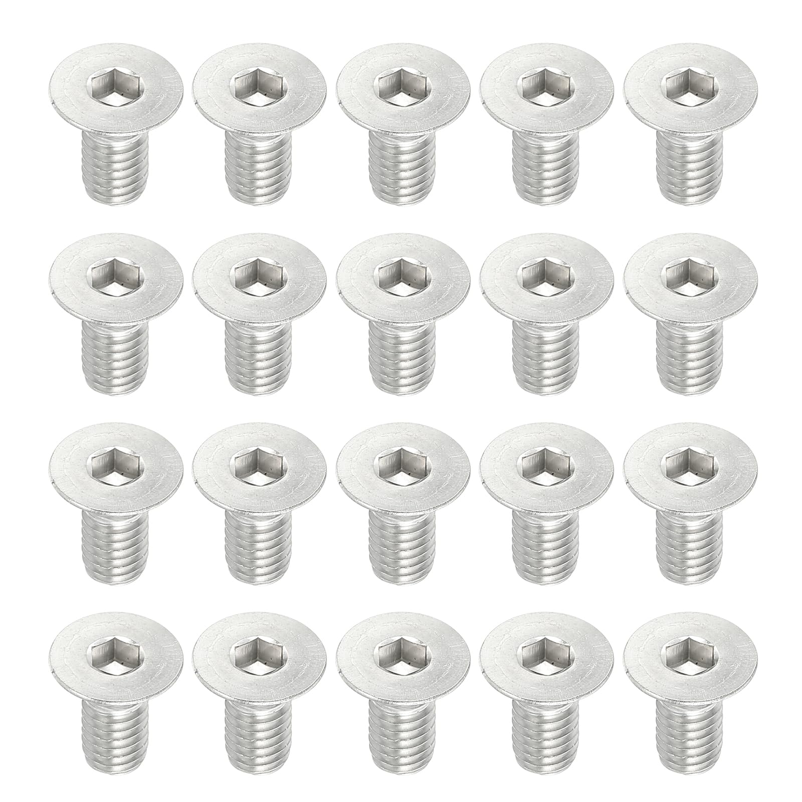 PATIKIL M6 x 12mm Flat Head Socket Cap Screws, 20 Pack 304 Stainless Steel 18-8 Machine Screws Flat Countersunk Bolts Hex Socket Drive Fasteners Grade 6.8 — image 1