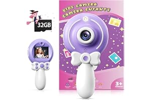 TEKFUN Kids Camera Toy for Girls - Birthday Girl Gifts with Magic Wand Design - Digital Video Camera for Kids with 32GB SD Card - Easter Basket Essentials for Girl 2 3 4 5 6 Year Olds, Purple