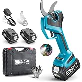 SEESII Electric Pruning Shears 4 Modes, 2.2" Cut Electric Pruners Cordless | 2*4.0Ah Battery, 4000+ Cuts, Work Light, Brushless Motor, SK5 Blade, LCD Display Power Garden Shears for Tree Flower Trimming