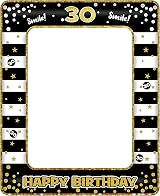 YAAVAAW 30th Birthday Inflatable Selfie Frame Black Gold Giant Photo Booth Frame