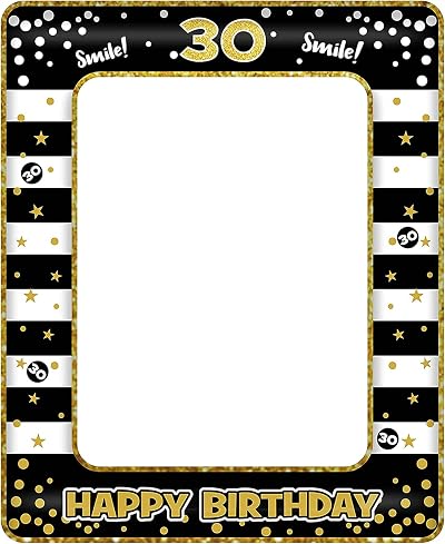 YAAVAAW 30th Birthday Inflatable Selfie Frame Black Gold Giant Photo Booth Frame