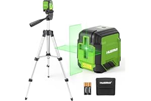 Laser Level with Tripod, HUEPAR 98Ft Self Leveling Laser Level Green Line Laser Cross Line Laser Leveler Tool for Picture Hanging, Tile, Home Renovation, Indoor Project, Battery&Carrying Bag Included