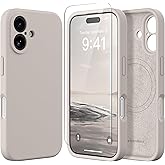 SuydanBox Magnetic for iPhone 16 Plus Case, Compatible with MagSafe, [Full Camera Protection][Screen Protector] Silicone Shockproof Protective Phone Case for iPhone 16 Plus 6.7", Stone