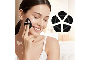 Triangle Powder Puff Makeup Sponge Set Five Piece Cosmetic Puff for Adults Daily Face Application and Travel Use 5 PCS(Black)