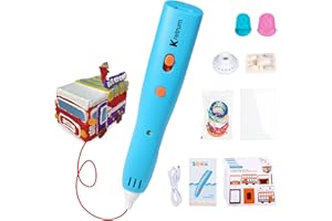Kretrum Low Temperature 3D Printing Pen Kit with Cute Shape Wireless 3D Pen, 17 Color 1.75mm PCL Filament, Car Stencil and Fu