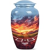 KARYLIZ Baseball Urns for Human Ashes Adult Man - Large Urns for Adult Human Ashes Male & Female - Funeral Cremation Urn for Mom, Dad, Men & Women - 10 Inch - Memorial Urn with Velvet Bag