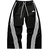 RoseSeek Men's Striped Side Sweatpants Drawstring Waisted Athletic Pants Streetwear Trousers