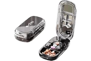 EPMANN Echu Pill Cutter, Echu Pill Splitter, Adjustable 1/2 1/4 Splitter for Large, Small and Tiny, with Improved Sharp Blade, Professional Portable Pills Cutter for Small and Tiny Pills(Black)