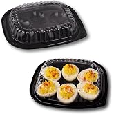 Gorander Plastic Deviled Egg Food Tray Six Egg Halves with Disposable Clear Lid - Deviled Egg Containers with Lid (12 Trays and 12 Lids)