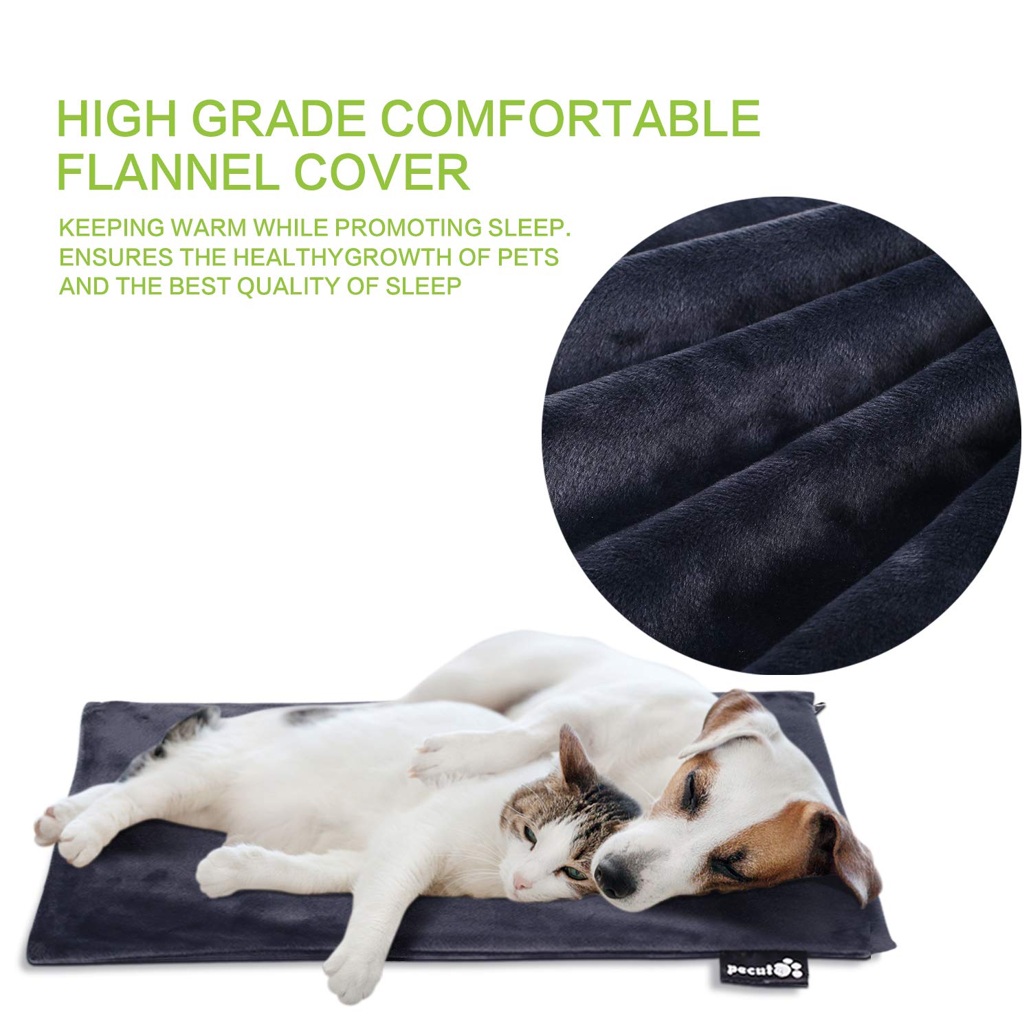 Pecute Pet Heating Pad Medium 40 x 50 cm,Electric Heat Mat Waterproof with Removable Flannel Cover for Large Cats Medium Dogs