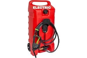 Scepter 14 Gallon Gas Caddy with Electric Fuel Pump, Flo ‘N Go Powered Portable Fuel Tank with Fill-Rite Transfer Pump and 10-Foot Hose for Farm, Marine, Commercial, and Home Use, Gasoline, Red