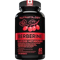 Nutratology Berberine Supplement | Canadian-Made | Max Potency 500MG Per Capsule - Supports Glucose Metabolism & Healthy Bloo