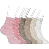 Fengek 6 Pairs Women's Fuzzy Slipper Socks - Cozy Fluffy Socks for Women, Warm Winter & Fall Slipper Socks for Cold Weather