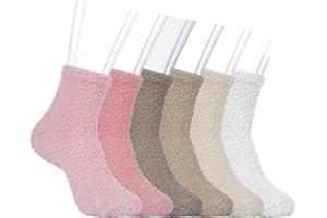 6 Pairs Women's Fuzzy Slipper Socks - Cozy Fluffy Socks for Women, Warm Winter & Fall Slipper Socks for Cold Weather & Indoor