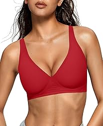 OEAK Womens Deep V Bras Wireless Comfortable Bra