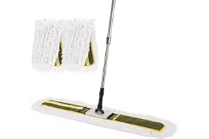 CLEANHOME 36" Commercial Dust Mop for Hardwood Floors, Tile, Laminate & Concrete - Heavy Duty Industrial Mop with Telescopic Handle, 2 Washable Microfiber Pads, Cleaning for Home, Warehouse, Office