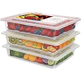 SILIVO Fridge Produce Saver Containers (3 Pack) - 2.5L Drain Tray Keeps Veggies, Fruits, Lettuce Fresh