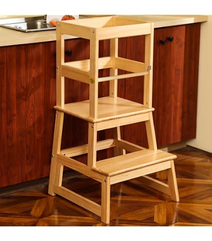 UNICOO® Bamboo Adjustable Height Kids Learning Step Stool, Toddler...