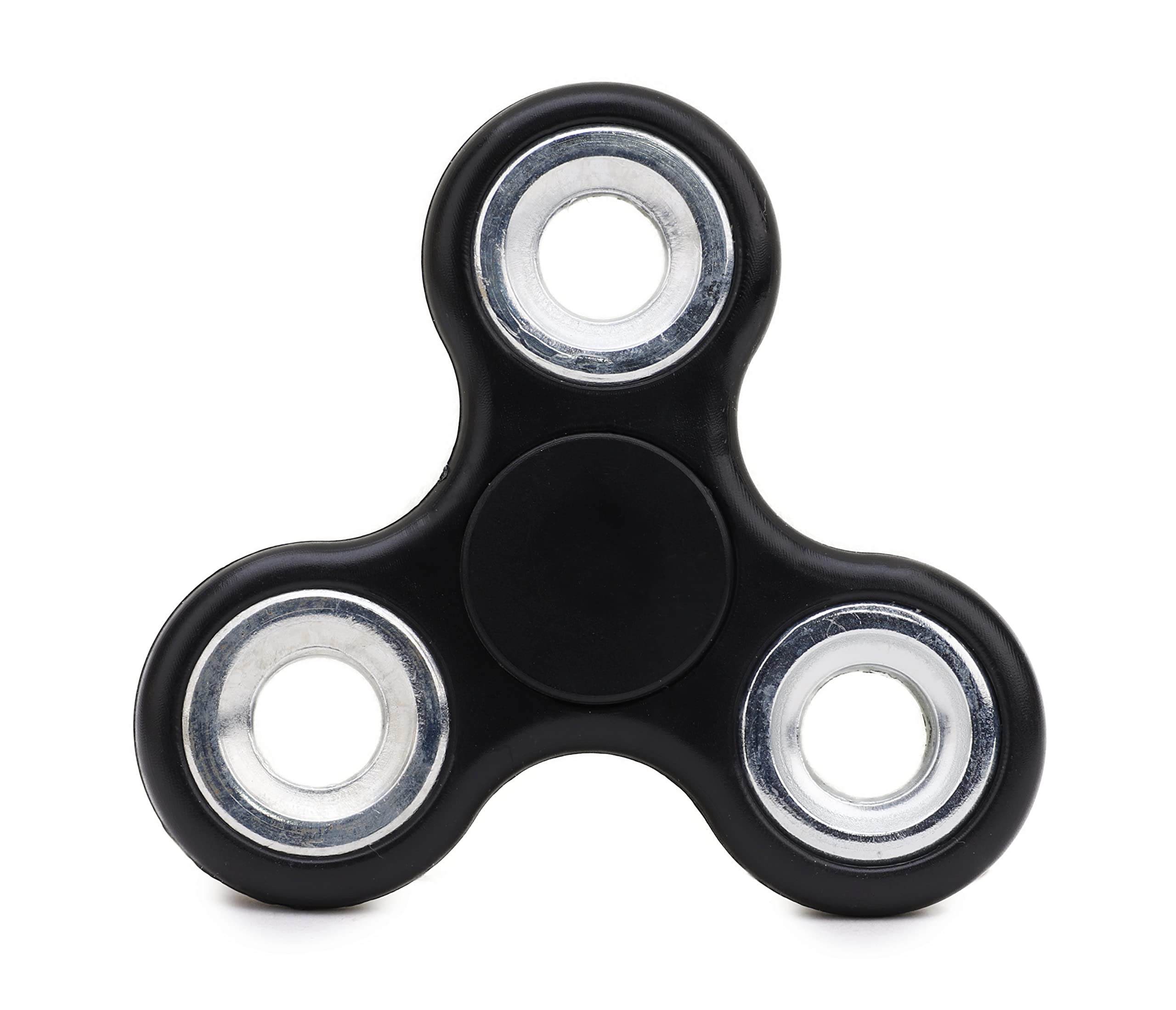 Toyland® Fidget Hand Spinner - Stress and Anxiety Relief - Assorted Colours (Black & Silver Rings)