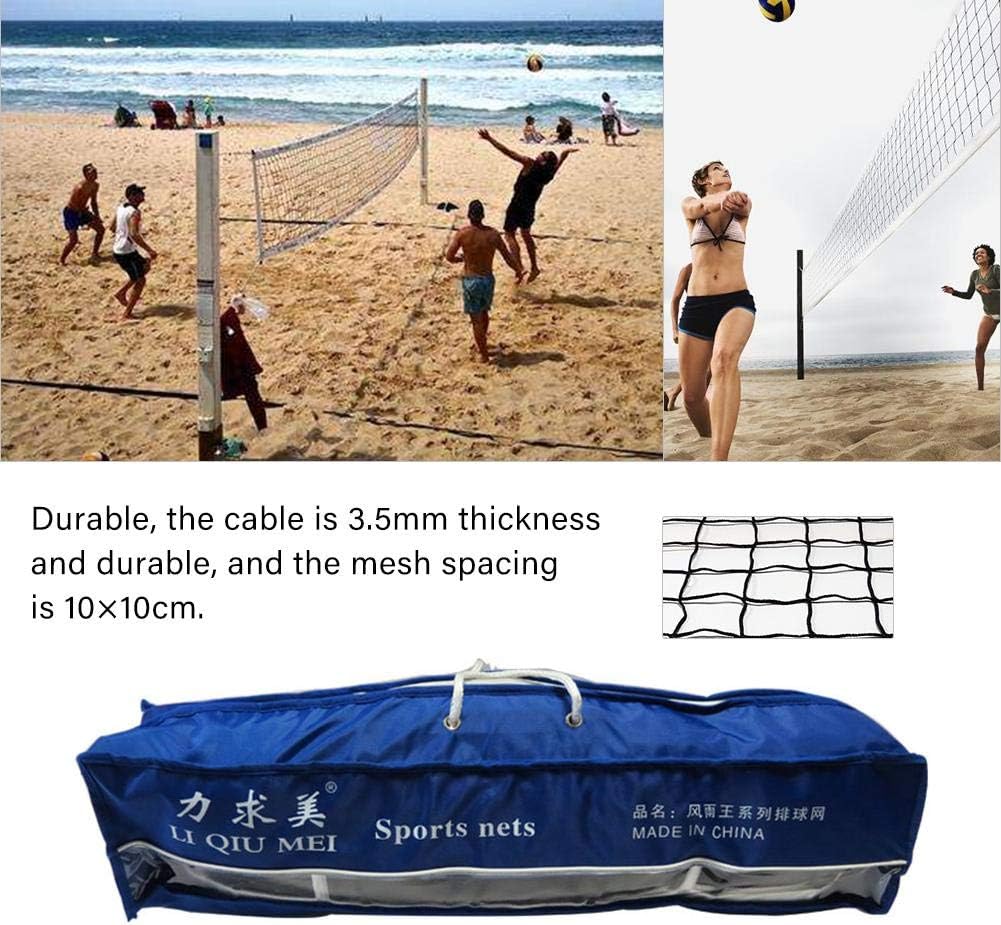QueenHome Volleyball Net, 9.5M 1M With Steel Cable Rope Foldable Official Standard Size Indoor Outdoor Sports Equipment Adjustable Foldable Badminton Tennis Volleyball Net Carry Bag Included