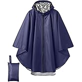 COOFANDY Rain Ponchos for Adults Full Zip Lightweight Rain Jackets Waterproof Packable Raincoats with Hood Hiking Camping