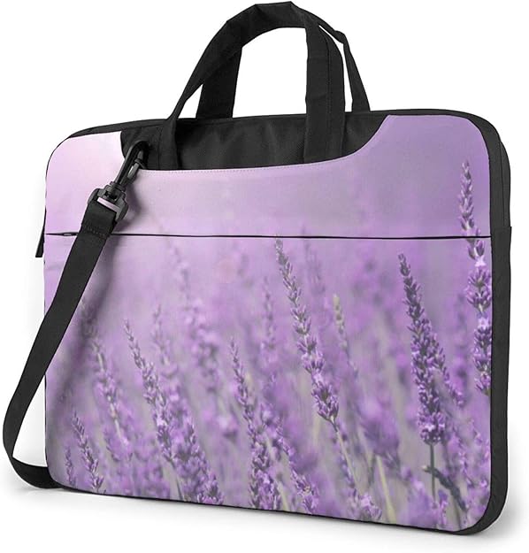 Laptop Bag,Romantic Purple Lavender Printed Shoulder Bag