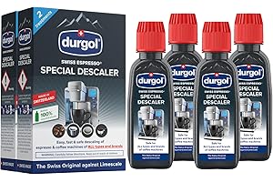 Durgol Swiss Espresso, Descaler and Decalcifier for All Brands of Espresso Machines and Coffee Makers, 4.2 Fluid Ounces (Pack of 4)