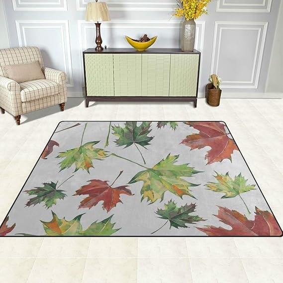 Autumn Nature Brown Maple Leaves Carpet Area Rug NonSlip