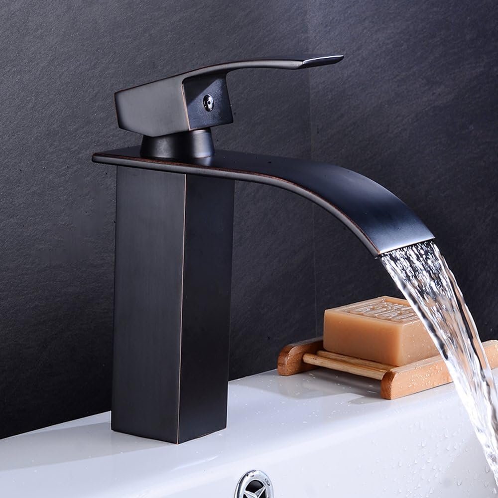 Fannybuy Bathroom Faucet Oil Rubbed Bronze One Handle Black