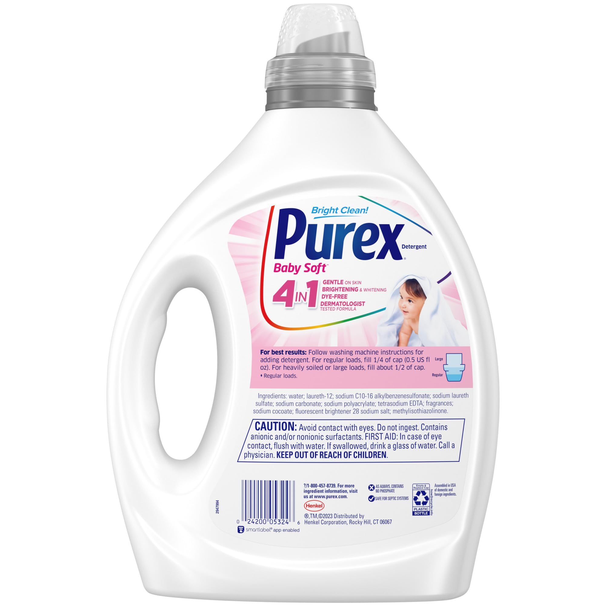 Purex Liquid Laundry Detergent, Ultra Concentrated, Baby, 82.5 Ounce, 165 Loads
