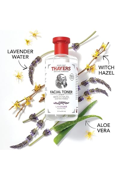 THAYERS ALCOHOL-FREE, HYDRATING LAVENDER WITCH HAZEL FACIAL TONER WITH ALOE VERA FORMULA, VEGAN, DERMATOLOGIST TESTED AND RECOMMENDED, 12 OZ (PACKAGING MAY VARY)