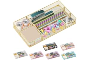 Becomrock Desk Drawer Organizer Tray, Mesh Desk Organizer, Office Drawer Organizer, Desk Accessories & Workspace Organizers, Suitable for Tools, Pencils, Office Supplies Storage (Gold)