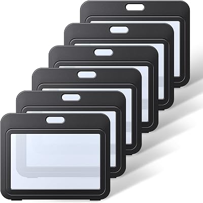 Uniclife ID Badge Holder Double-Sided Windows 6 Pack Horizontal Card Protector