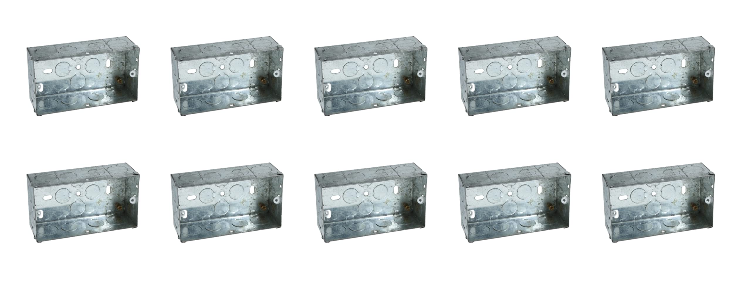 Single/Double Flush Electrical Metal Socket/Switch Back Boxes 25mm 35mm 45mm Wall Pattress (10, 2 Gang 25mm)