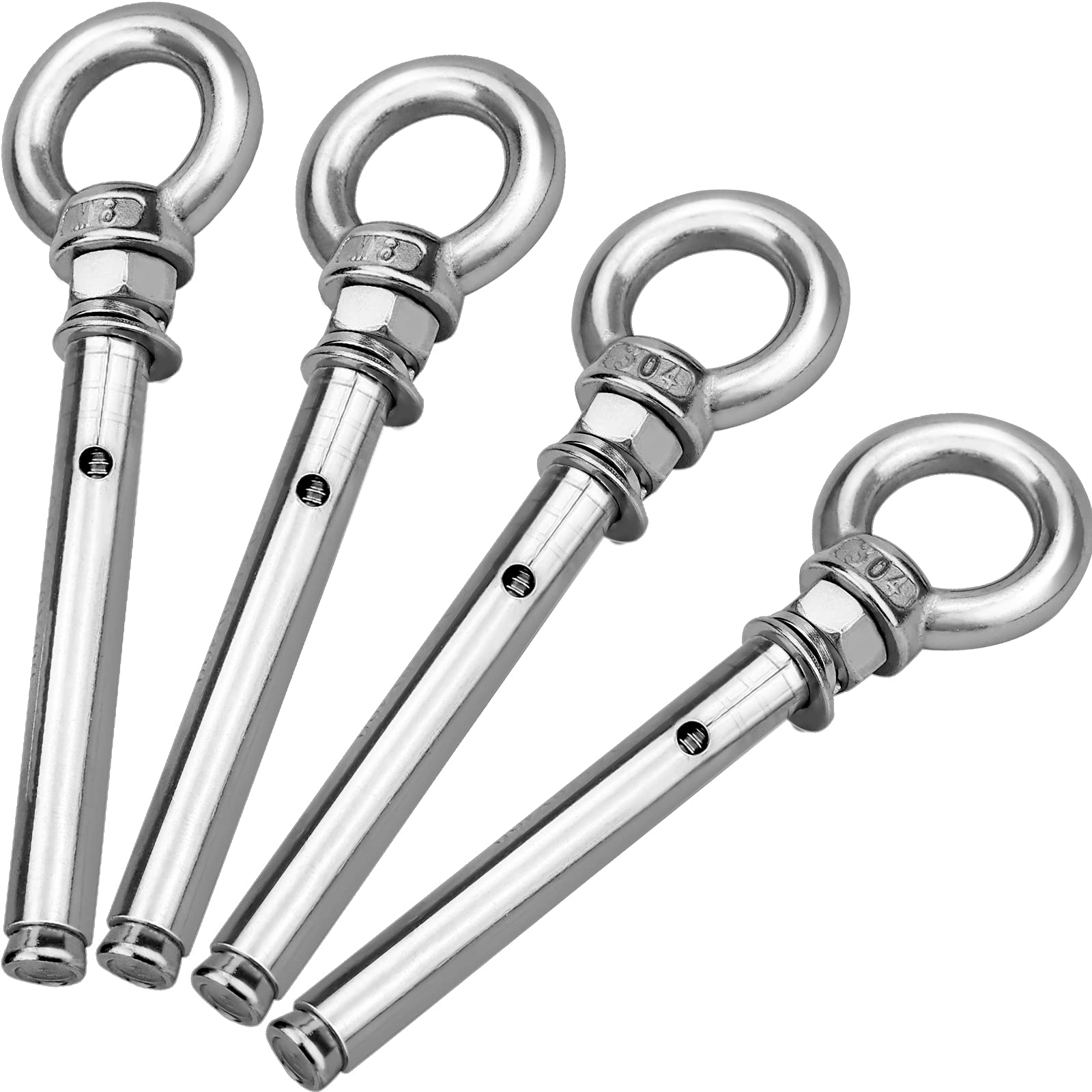 4Pcs Expansion Bolts M8 x 100 mm Anchor Bolts Stainless Steel Lifting Expansion Shield Anchor Eye Bolt Masonry Concrete Screws
