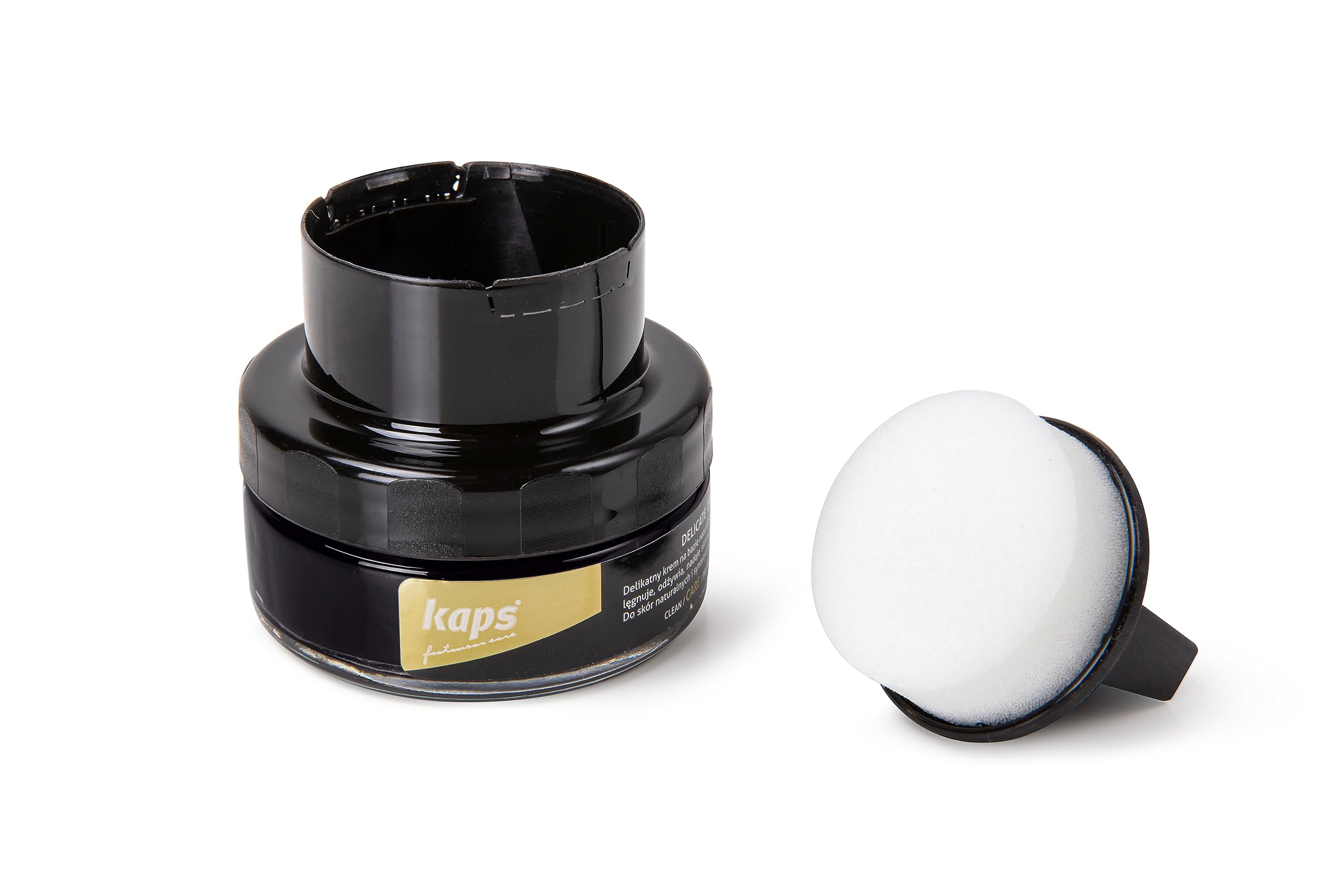 Kaps Delicate Shoe Cream with Sponge Applicator for Leather Shoes & Boots - Polish & Colour Restorer, Natural Wax Conditioning Formula, 50ml (174 - deep brown)